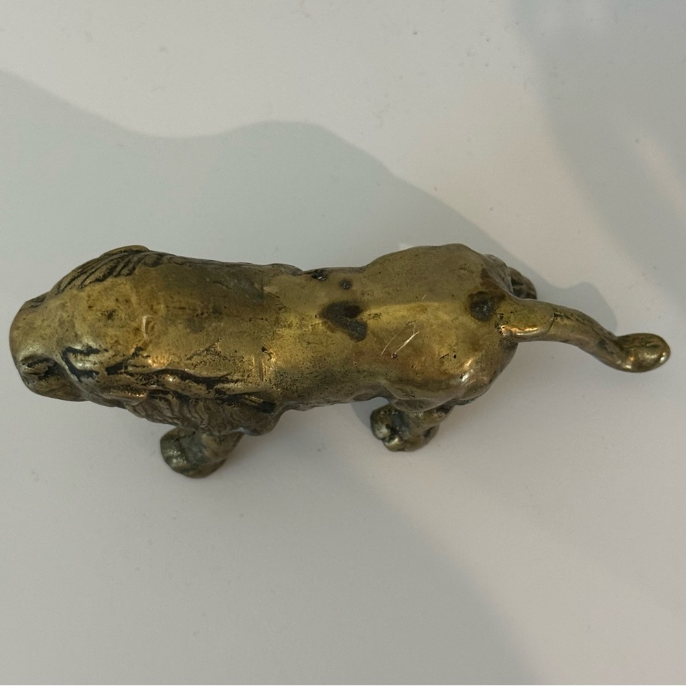 Action Vintage Solid Brass Lion Figurine Heavy Small Solid Made Taiwan - Picture 4 of 11